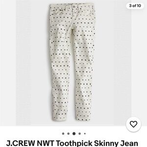 J. Crew Cream Skinny Jeans with Black Dots
